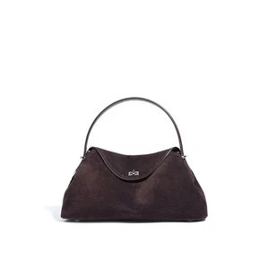 Bolso de hombro de cuero gamuza de lujo - Bolso de mano de cuero de vaca mate púrpura café | 2026 - Imagen 1 de 15