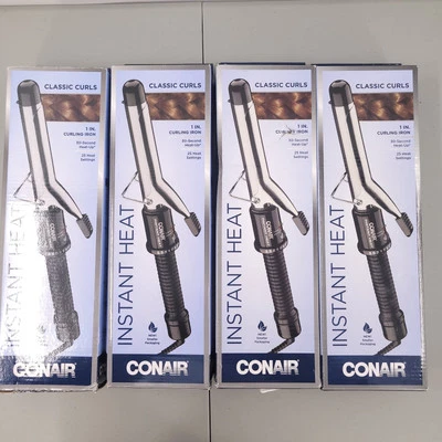Conair Instant Heat Classic Curls 1" Curling Iron Set of 4 CD87GNR Silver Black - Image 1 of 4