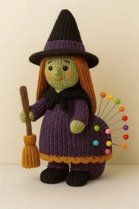 Pin Cushion Halloween Witch Tall Knitted DK knitting Pattern Only 25cm Tall - Picture 1 of 1