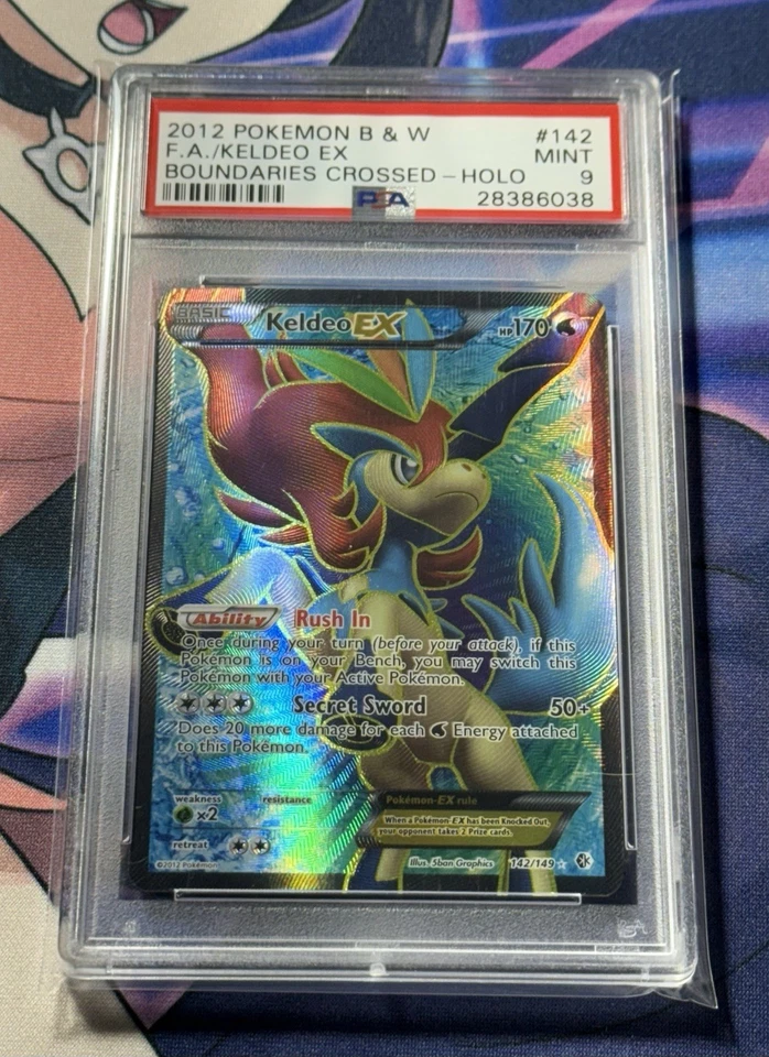 Pokemon Keldeo EX Full Art 142/149 Black & White Boundaries Crossed Holo PSA 9 - Image 1 of 2