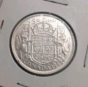 1943 Canada EF 45 Cents George VI Silver Half Dollar Coin Fifty Cent - Picture 1 of 2