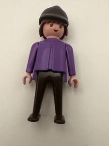 Vintage Playmobil Victorian Brown Hair Purple Shirt Man Figure 3” - Picture 1 of 3