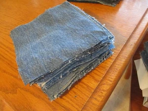 Hand Cut Denim Blue Jean Fabric Squares 6" X 6" Lot Of 50 For Rag Quilt Or Craft - Picture 1 of 4