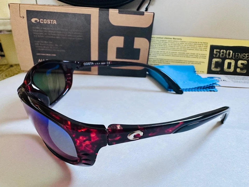 Costa del Mar Brine Tortoise Shell Frame / Blue Mirror Polarized Sunglasses 580P - Image 1 of 4