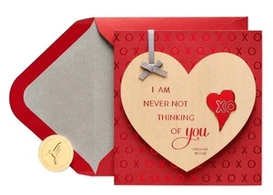 Papyrus Romantic Card With Keepsake Wood Heart ❤️ - Picture 1 of 4