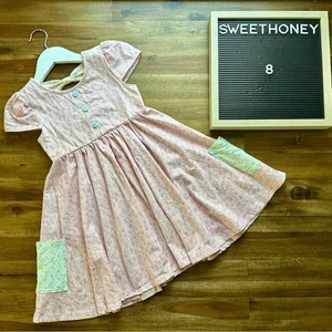 SweetHoney Purple Floral Hip Hop Bunnies Short Sleeve Knit Cotton Flair Dress 8 - Picture 1 of 9