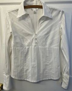 Blusa Loft Ann Taylor Niñas Manga Larga Cuello Talla 2 Blanca 100% Algodón (A42) - Imagen 1 de 10