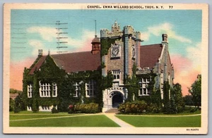 Chapel, Emma Willard School, Troy New York Postcard 1950 Wear Your Red Feather - Picture 1 of 2