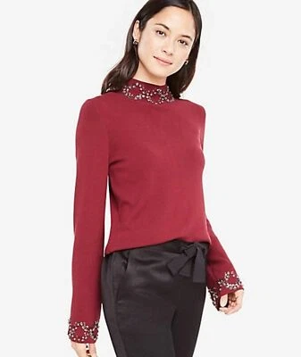 Ann Taylor Embellished Mock Neck Sweater Size S , L #2139-M - Image 1 of 4
