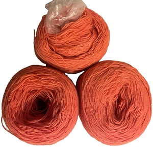 YARN CAKES - SALMON PINK Total 3 ⅝ oz. Superfine Weight - Wool or Acrylic? #75 - Picture 1 of 4