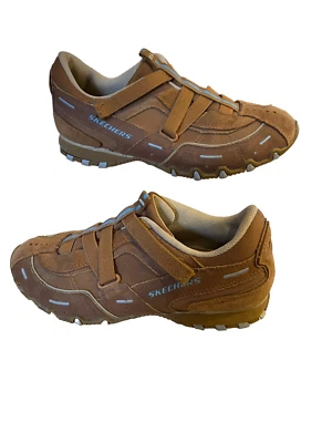 Skechers Calce Relajado Motociclistas Propel Marrón Gamuza Cuero Zapatos Tenis Mujer 8 Foto 1 de 4