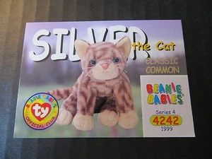 Ty Beanie Babies BBOC Series IV S4 ~ Classic Common ~ Card 309 Silver the cat - Picture 1 of 2