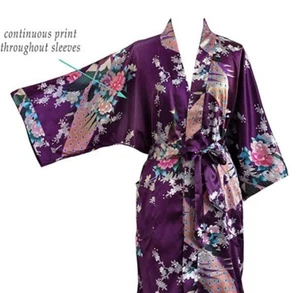 US SELLER! Floral Satin Kimono Sleep Robe Birthday Valentine's Girlfriend's Gift - Picture 1 of 2