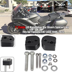 1" 25mm Lift Handlebar Bar Risers Spacers Black For Yamaha FJR 1300 06-Later - Picture 1 of 12