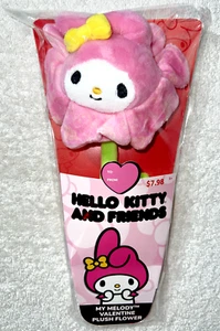 HELLO KITTY & FRIENDS MY MELODY VALENTINE PLUSH FLOWER BENDABLE STEM **NEW** - Picture 1 of 5