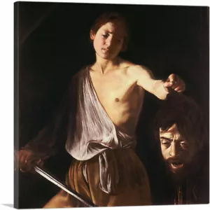 ARTCANVAS David with the Head of Goliath 1610 Canvas Art Print by Caravaggio - Bild 1 von 11