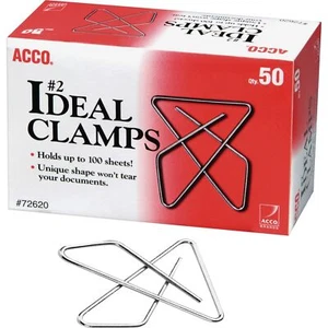 Acco Ideal Clamps, Steel Wire, Small, 1-1/2", Silver, 50/Box  - Picture 1 of 3