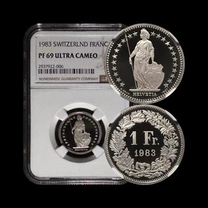 SWITZERLAND. 1983, 1 Franc - NGC PF69 - Top Pop🥇 Helvetia, Alpine Rose RARE - Picture 1 of 5