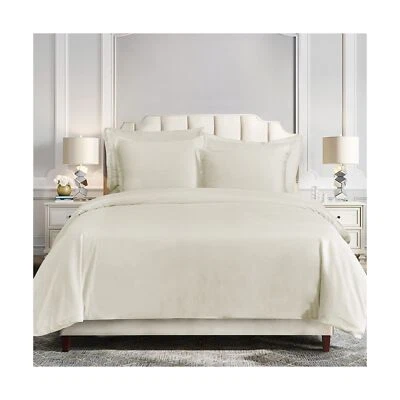 HiEnd Accents Simone 3 Piece King Duvet Cover Set, Cream Velvet Bedding Set, ... - Image 1 of 3
