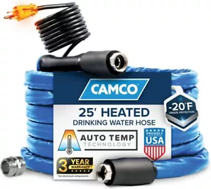 Camco 25-Ft Heated Water Hose for RV - Water Line Freeze Protection Down to -20° - Picture 1 of 8