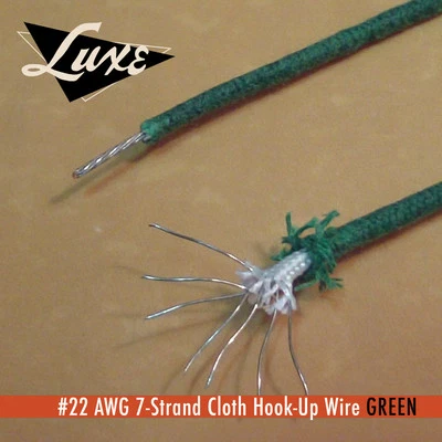 LUXE#22 AWG Cloth 7-Strand Copper Hook-Up Wire Green best Vintage Quality!