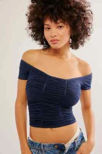 Camiseta Free People Quarry Blue Gotta Be You sin costuras para mujer M/L nueva con etiquetas - Imagen 1 de 3