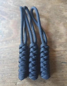 Zip Pulls Paracord (3er Pack) Rucksack Backpack Kofferanhänger Tasche schwarz - Bild 1 von 2