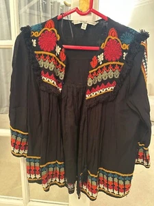 ✩Stunning *ZARA* Boho White Floral Embroidered Tasselled Jacket M✩ - Picture 1 of 4