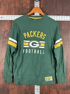 Green Bay Packers NFL Long Sleeve Shirt Stripes Green Gold Men’s Medium Majestic - Picture 1 of 5