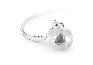 Weltkugel Anhänger mit facettierte Kugelkette 80-85 cm Heartbreaker Silber Kette - Bild 1 von 4