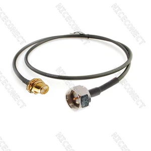 RP-SMA hembra (Pin macho) mamparo a F macho enchufe cola cable RG174 20 cm 6" - Imagen 1 de 3