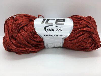 Hilo de cinta de red delgada voluminoso brillo viscosa melange roja #58905 50 gr 60 yardas Foto 1 de 4