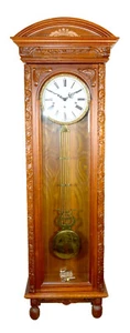 51"H Vintage German Westminster Chime Highly Carved Walnut Regulator Wall Clock - Picture 1 of 14