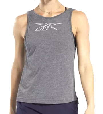 Regata Reebok ACTIVCHILL Feminina 1X Cinza Escuro Respirável Camisa de Treino Nova Com Etiqueta - Imagem 1 de 4