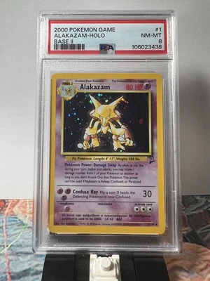 Pokémon TCG 2000 Base 2 Set Alakazam 1/130 Holo Rare PSA 8 NM-MT - Image 1 of 3