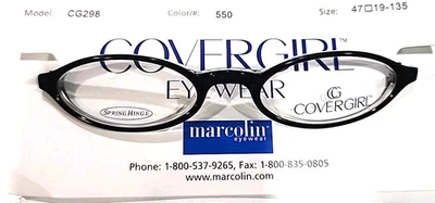 COVERGIRL CG298 550 女孩 Sm 女式黑色椭圆形眼镜框 47-19 135 全新 — 第 1/3 张图片