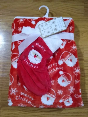 Zak & Zoey Manta Bebé Medias Navidad Infantil Lovey Niños Niñas Rojo NUEVO Foto 1 de 4