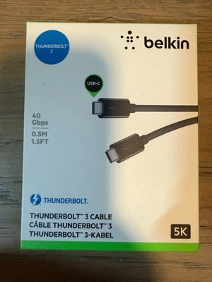 Belkin Thunderbolt 3 Cable (USB-C to USB-C) 0.5m, 100 W, 40 Gbps - Image 1 of 3