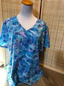 Blusa Médica Scrubstar Navidad Dibujos Animados Copos de Nieve XL Azul y Púrpura h682 - Imagen 1 de 7