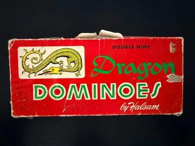 Dominó Dragón Madera Halsam Doble Nueve #920 Juego 55 Piezas Repujado De Colección Foto 1 de 4