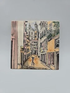 Lisboa Antiga Portugal Hand Painted Tile  "Old Lisbon" 6" Tile - Picture 1 of 4