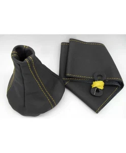 Steering Cover With Shift Boot for Fiat Punto 188 Cabrio Real Leather Anthracite - Picture 1 of 5