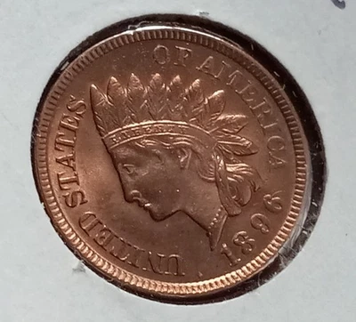 Lustrous 1896 Indian Head Cent 4 Diamonds BU Gem  - Image 1 of 3