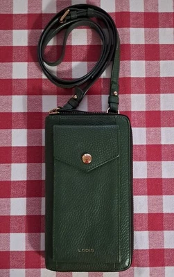 Organizador de billetera de cuero verde Lodis con correa bandolera desmontable *ENCANTADOR* Foto 1 de 4