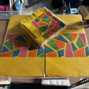 Vintage Rembrandt Line 2 Paper Table Cloth 54x96 20 Dinner 10 Cocktail Napkins - Picture 1 of 5