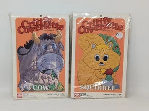 Vintage Down On The Farm Critter Coverlette Quilt Patterns Lot - Cow & Squirrel - Picture 1 of 6