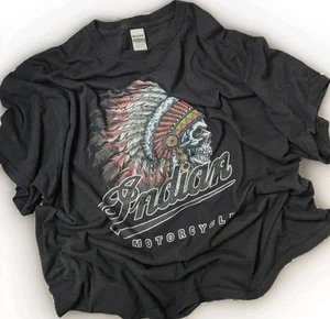 INDIO Motocicleta Nativo Americano Jefe Calavera Tocado Gildan Pesado 2X Camiseta - Imagen 1 de 12