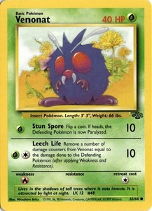 Pokémon Venonat Jungle Unlimited 63/64 Common MP *See Card Scan 1999 - Picture 1 of 2