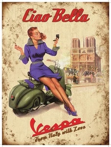 Vespa Ciao Bella small steel sign 200mm x 150mm - Picture 1 of 1