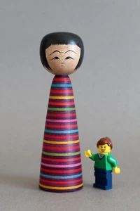 Japanese Kokeshi wood doll Sakunami style made by Teruyuki Hiraga - B - Picture 1 of 7